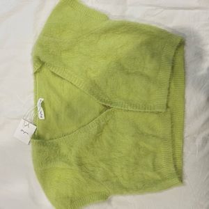 Green fuzzy crop top